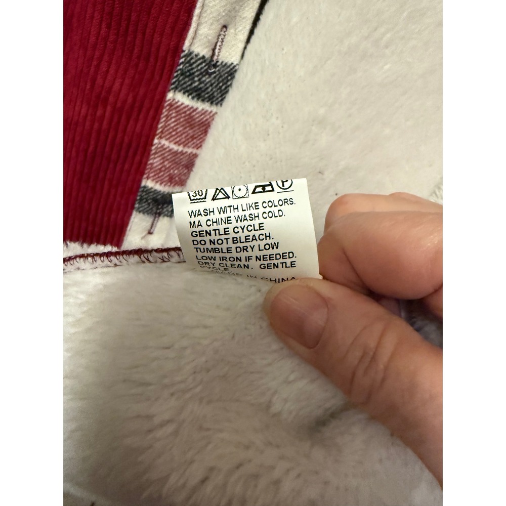 Chicme Red Corduroy Sherpa Lined Plaid Shacket Jacket XL Womens Cozy Layering - Picture 4 of 5